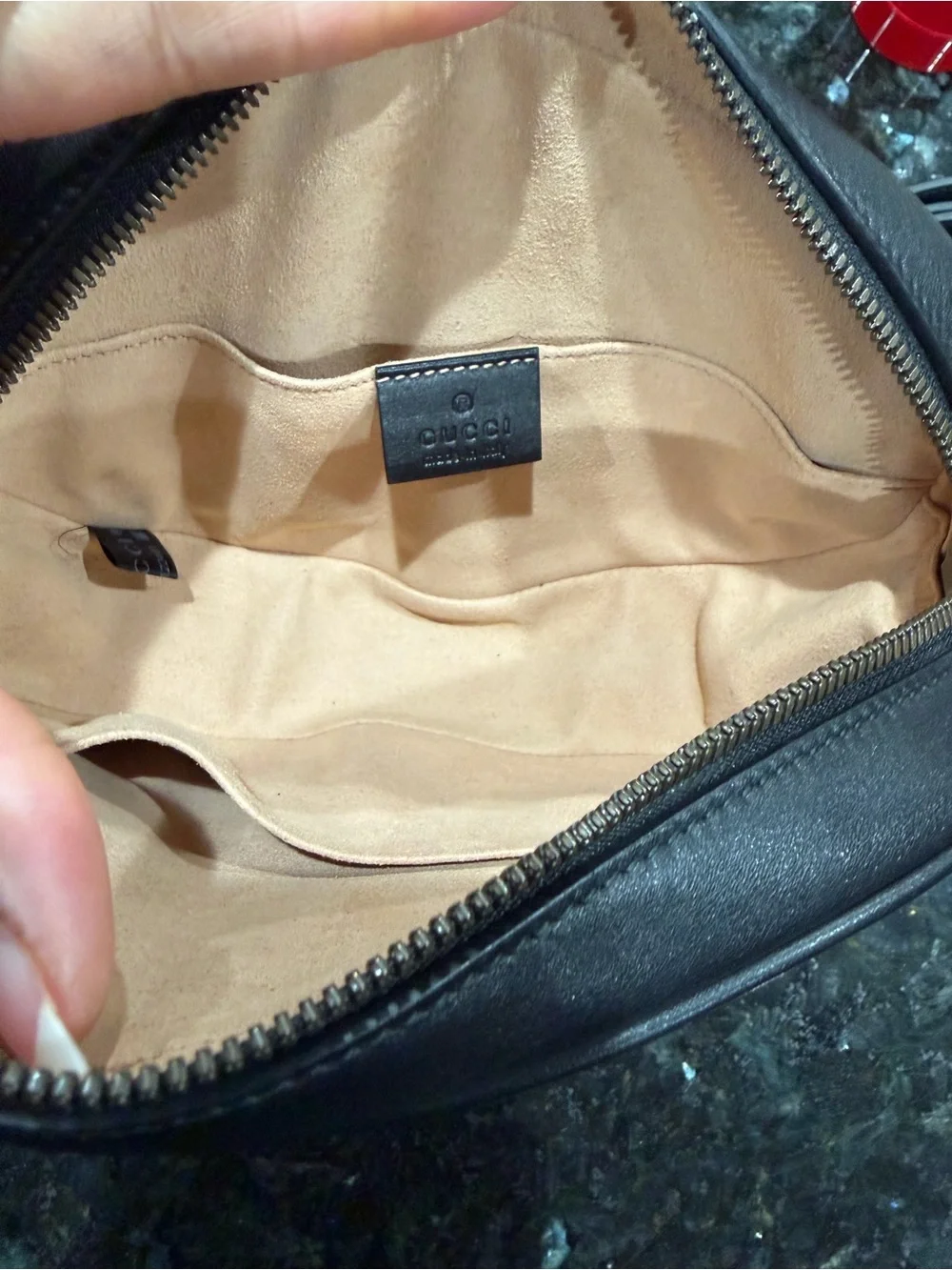Gucci Black Quilted GG Marmont Belt bag